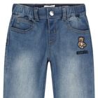 Younger Blue Teddy Bear Logo Denim Jeans, 1, hi-res