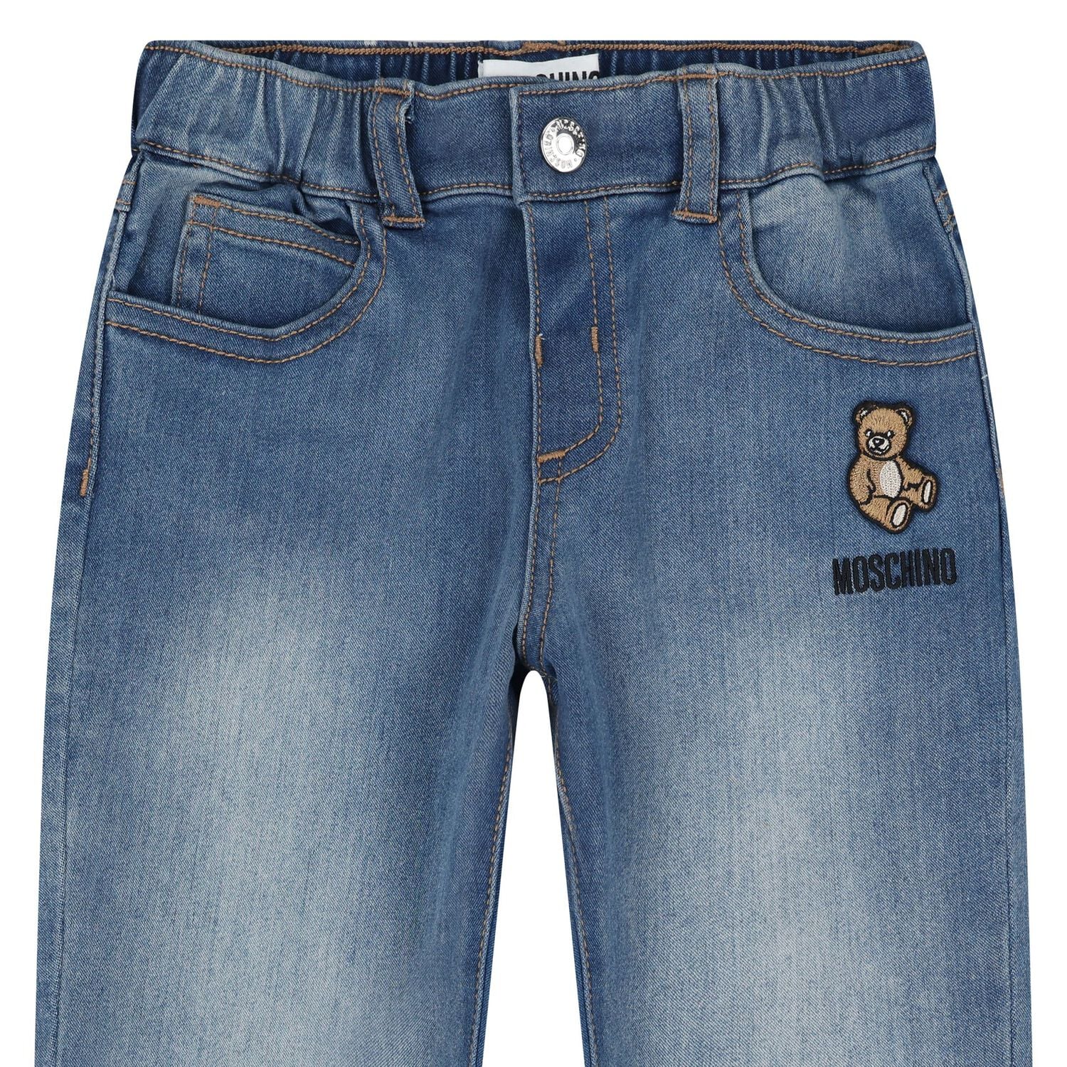 Younger Blue Teddy Bear Logo Denim Jeans, 1, hi-res