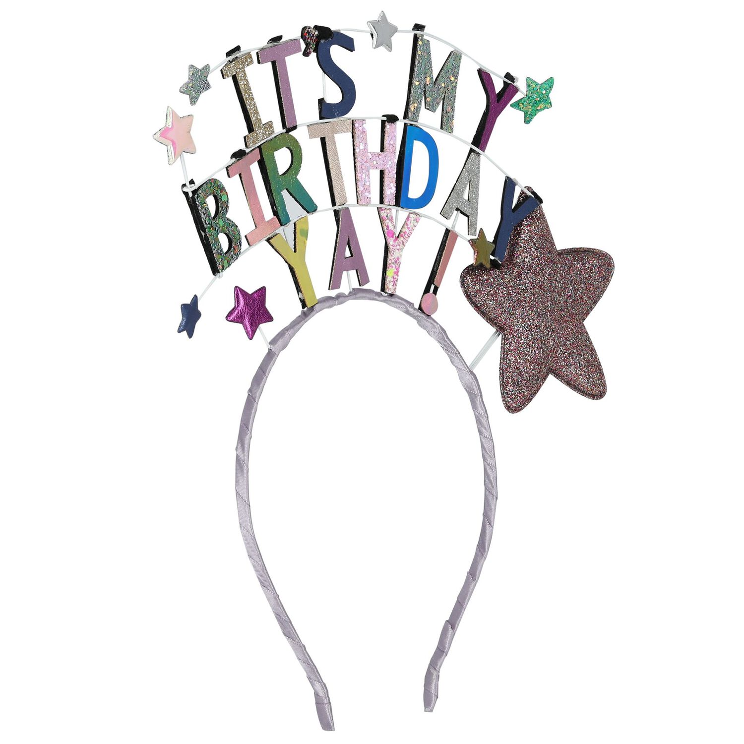 Girls Multi-Colored Birthday Headband, 1, hi-res