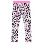 Girls Pink Leopard Hearts Leggings, 1, hi-res