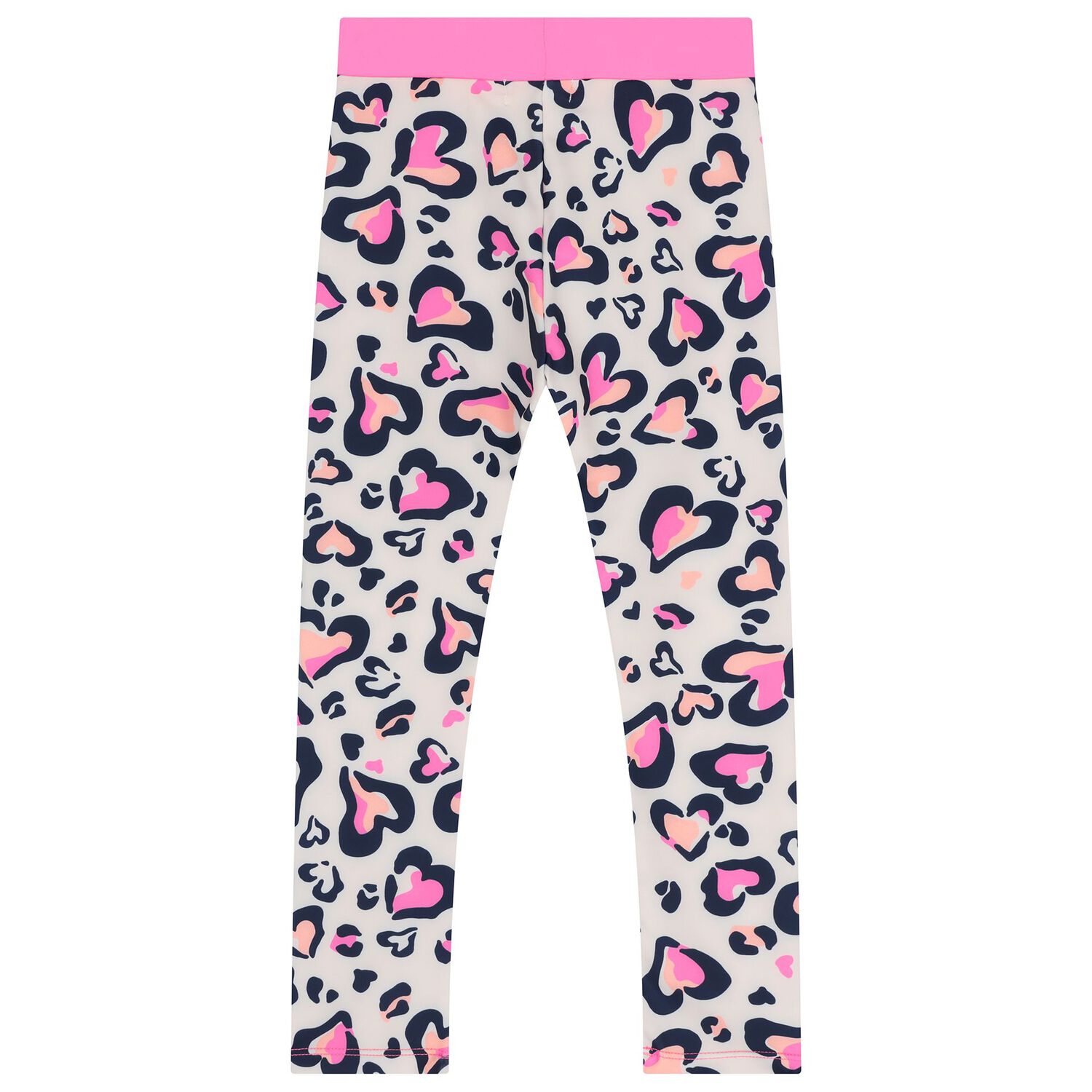 Girls Pink Leopard Hearts Leggings, 1, hi-res