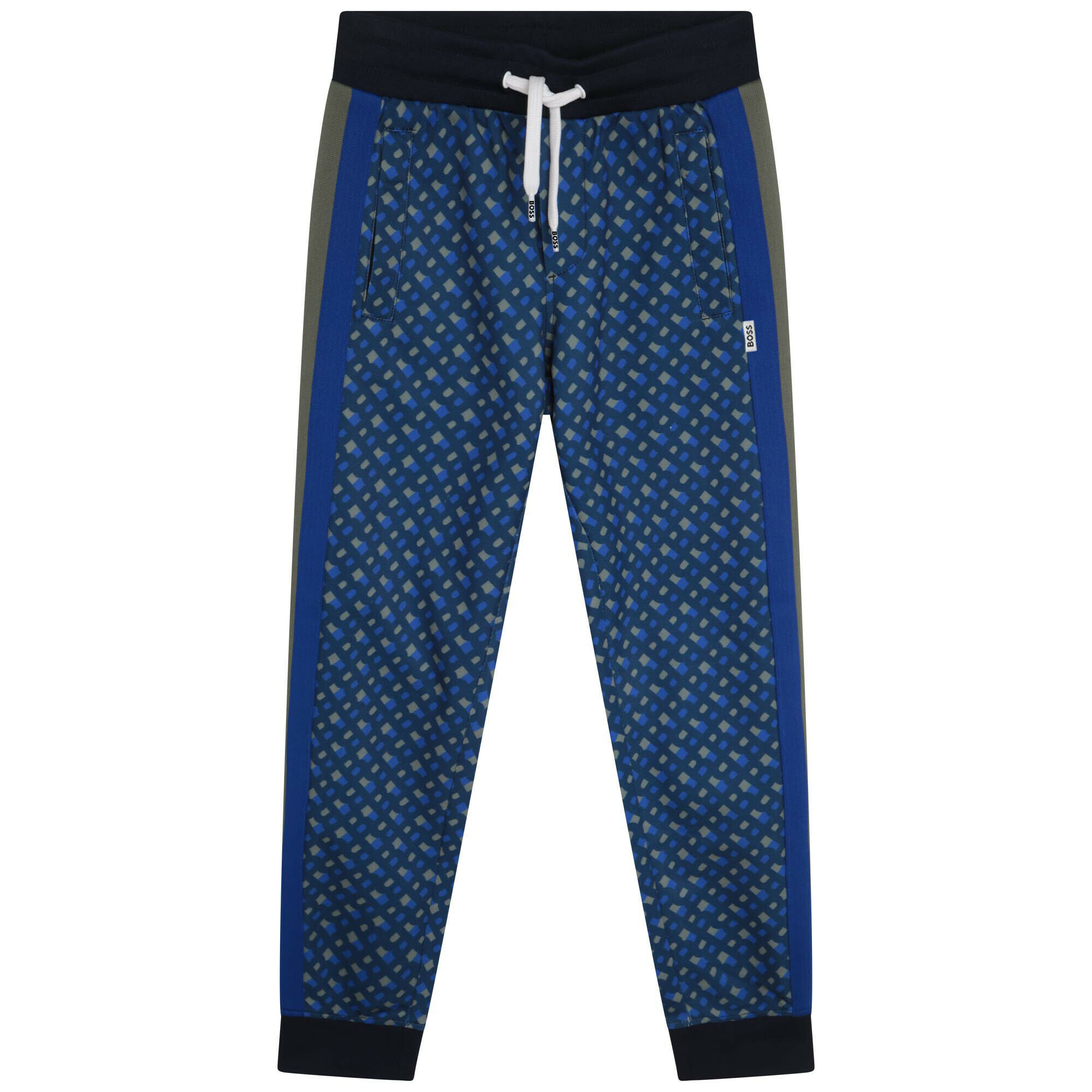 BOSS Boys Blue Monogram Logo Joggers Junior Couture