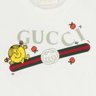 Baby Girls White Web Striped T-Shirt, 1, hi-res