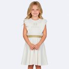 Girls Ivory & Gold Logo Ruffled Dress, 1, hi-res