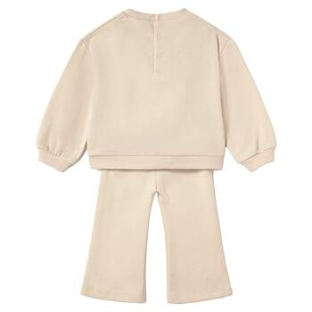 Younger Girls Beige Dog Tracksuit