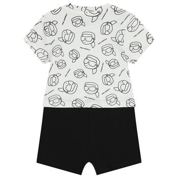 Baby Boys White & Black Ikonik Romper