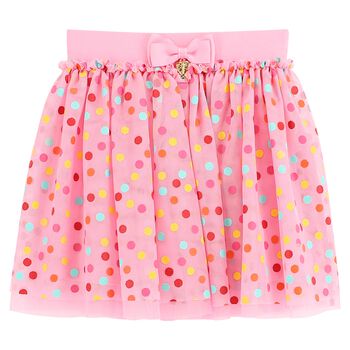 Girls Pink Dot Tulle Skirt