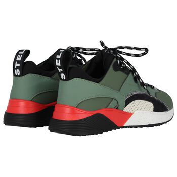 Boys Green Faux Leather Trainers