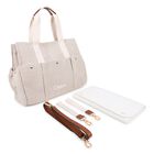 Beige Canvas Logo Changing Bag, 1, hi-res