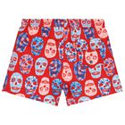 Boys Red Skulls Swim Shorts, 1, hi-res