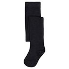 Girls Black Knitted Tights, 2, hi-res