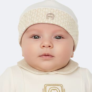 Ivory & Gold Logo Baby Hat