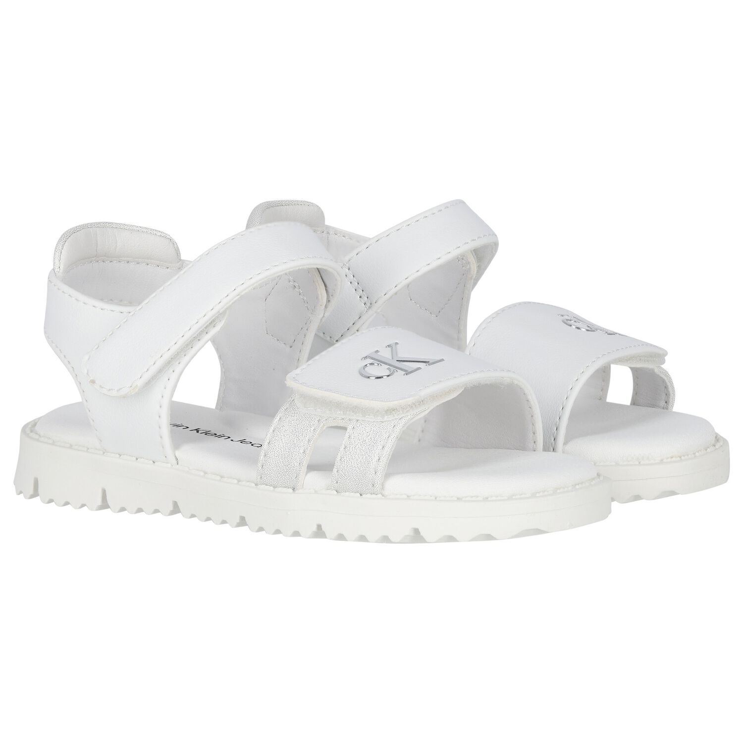 Girls White Logo Sandals, 1, hi-res image number null