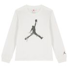 Boys White Jordan Logo Long Sleeve Top, 1, hi-res