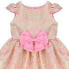 Girls Pink Jacquard Dress, 1, hi-res
