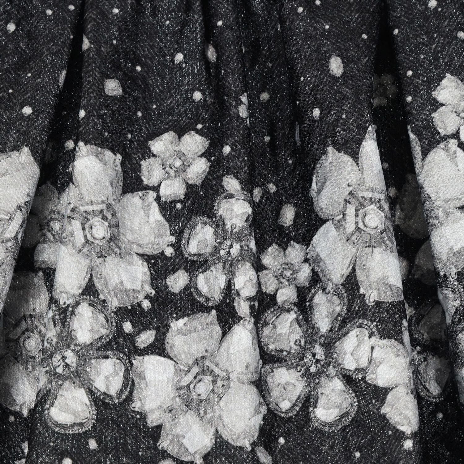 Girls Black Embellished Floral Skirt Set, 2, hi-res