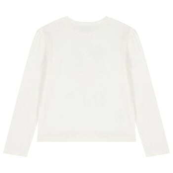 Girls White Embellished Sequin Long Sleeve Top