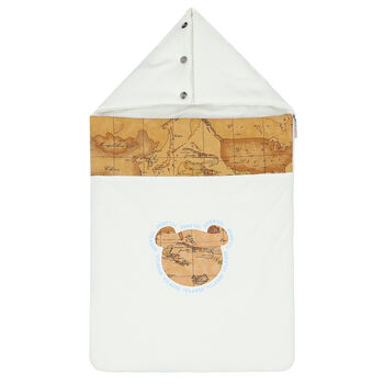 Baby Boys Ivory & Beige Geo Map Bear Baby Nest
