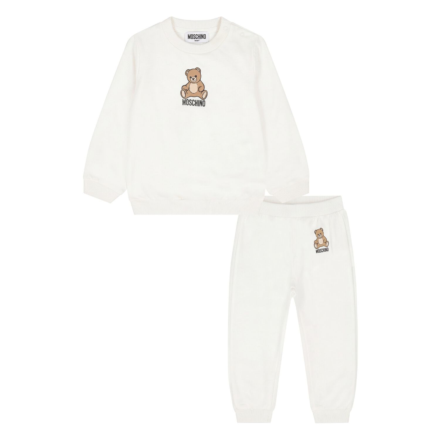 Younger White Teddy Bear Logo Tracksuit, 1, hi-res