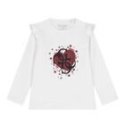 Baby Girls White Logo Long Sleeve Top, 1, hi-res
