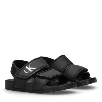 Black Logo Sandals