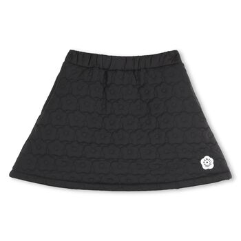 Girls Black Boke Flower Logo Skirt