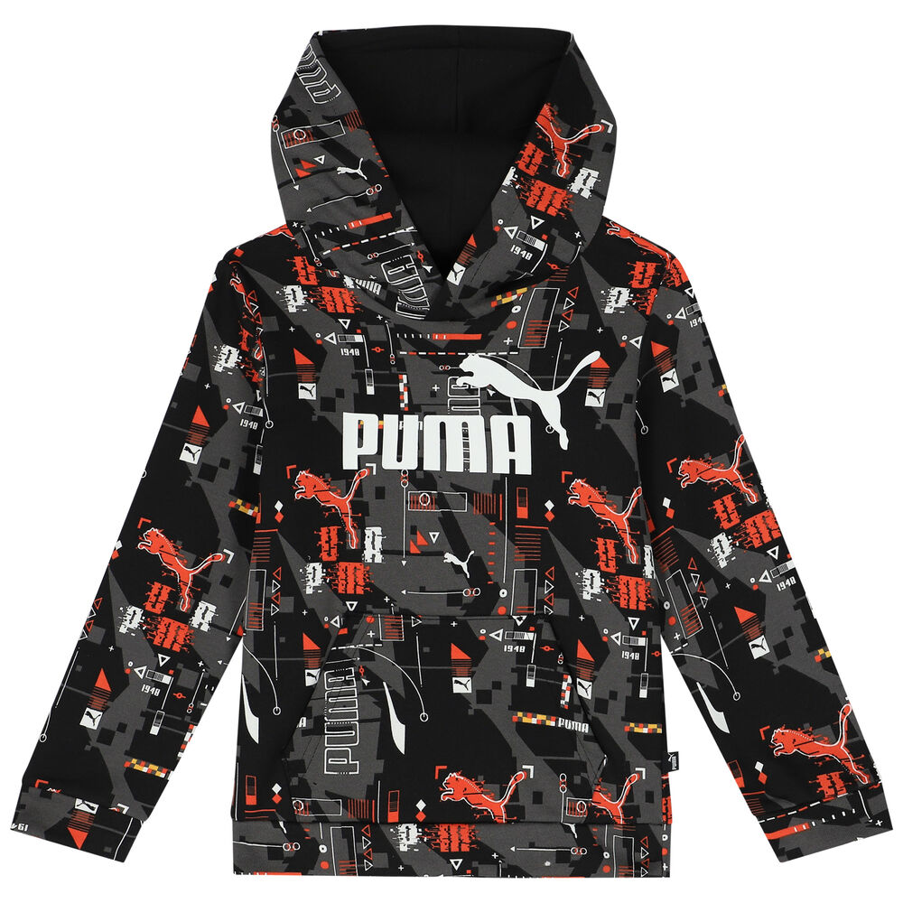 Puma Boys Black Logo Hooded Top | Junior Couture