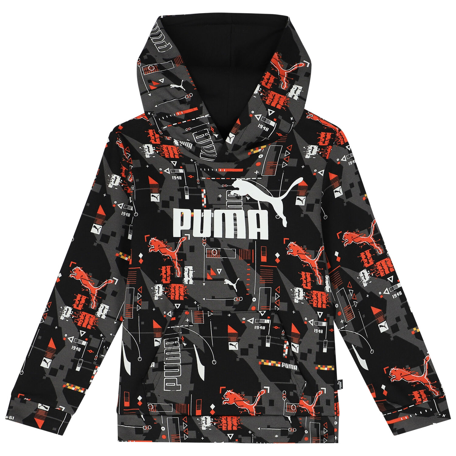 Boys Black Logo Hooded Top, 1, hi-res image number null