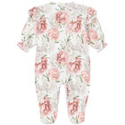 Baby Girls White Floral Babygrow, 1, hi-res