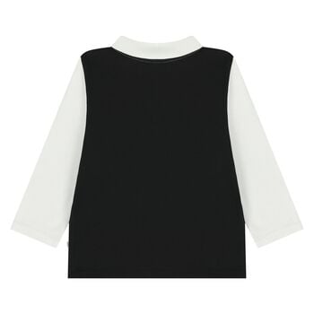 Younger Boys White & Black Logo Polo Shirt