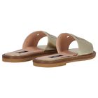 Girls Beige & Gold Logo sandals , 1, hi-res