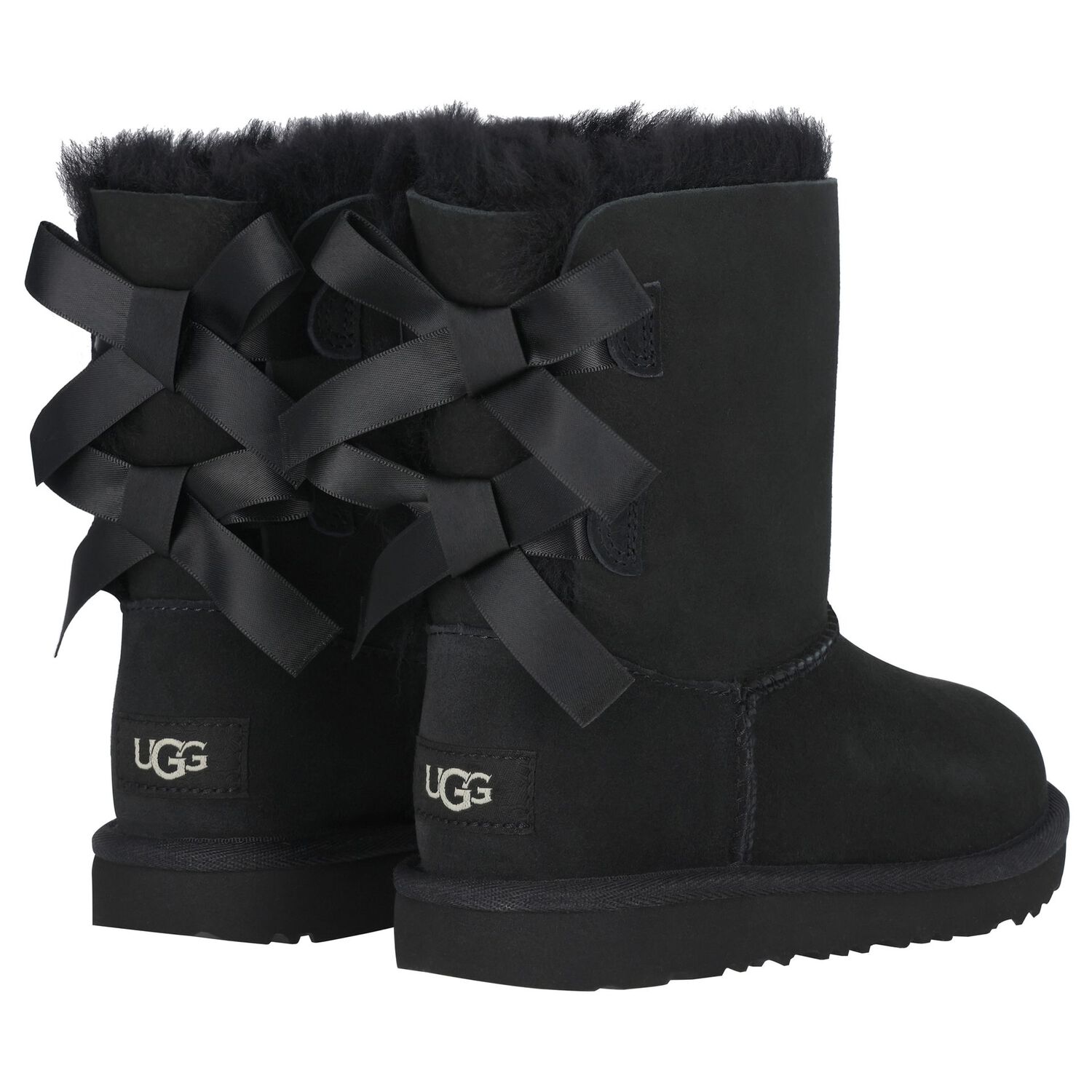 Girls Black Bailey Bow II Suede Boots, 1, hi-res