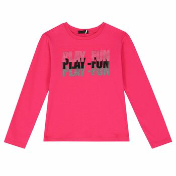 Girls Pink Printed Long Sleeve Top