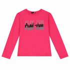 Girls Pink Printed Long Sleeve Top, 2, hi-res