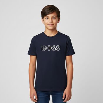 Boys Navy Blue Logo T-Shirt