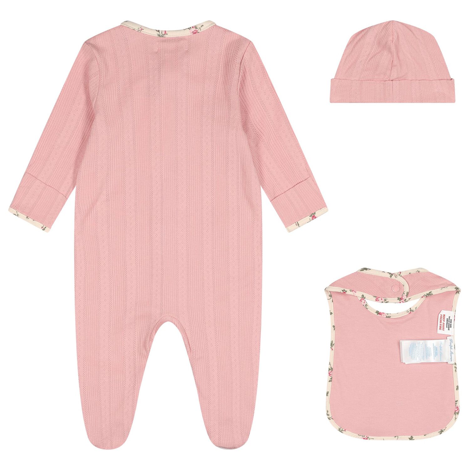 Baby Girls Pink Floral Pointelle Babygrow Gift Set, 1, hi-res