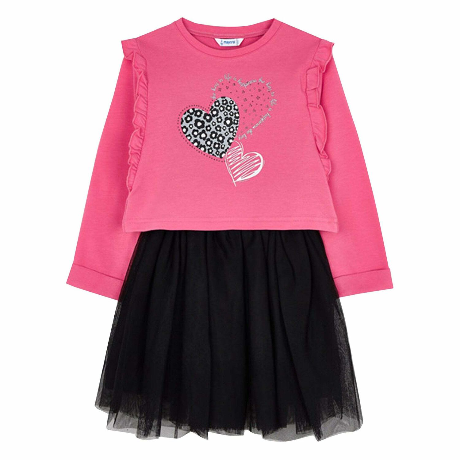 Girls Pink & Black Dress Set, 1, hi-res