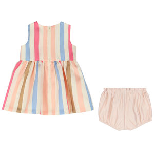 Baby Girls Multi-Colored Striped Dress Set
