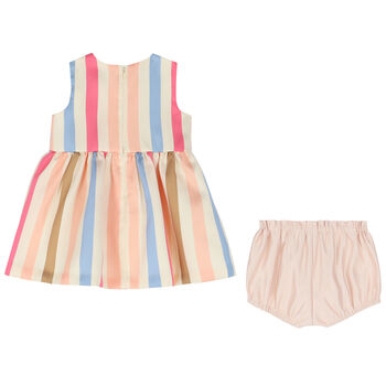 Baby Girls Multi-Colored Striped Dress Set