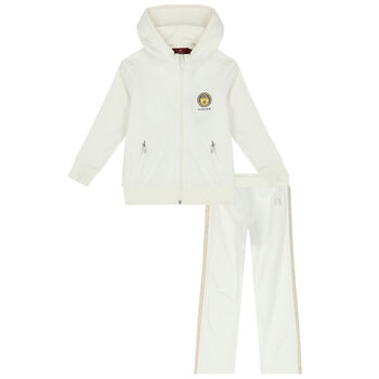 Girls Ivory & Gold Logo Tracksuit