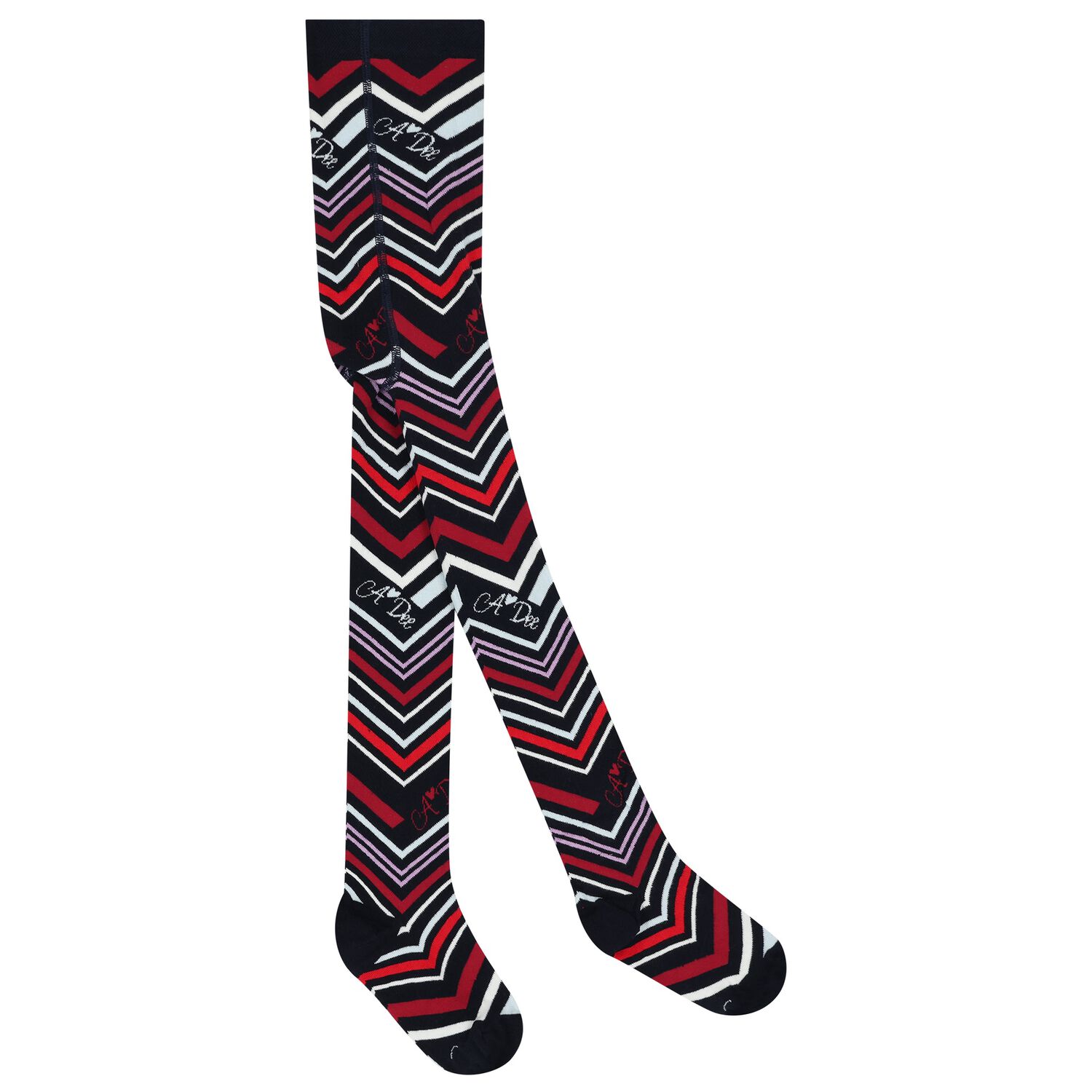 Girls Multi-Coloured Zig Zag Tights, 1, hi-res