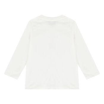 Younger White Teddy Bear Logo Long Sleeve Top