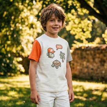 Boys Ivory Pixel T-Shirt 