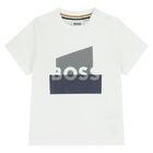 Younger Boys Mini Me White Logo T-Shirt, 2, hi-res