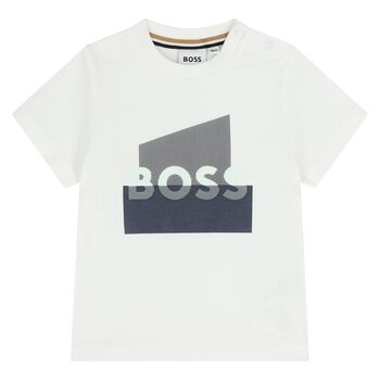Younger Boys Mini Me White Logo T-Shirt