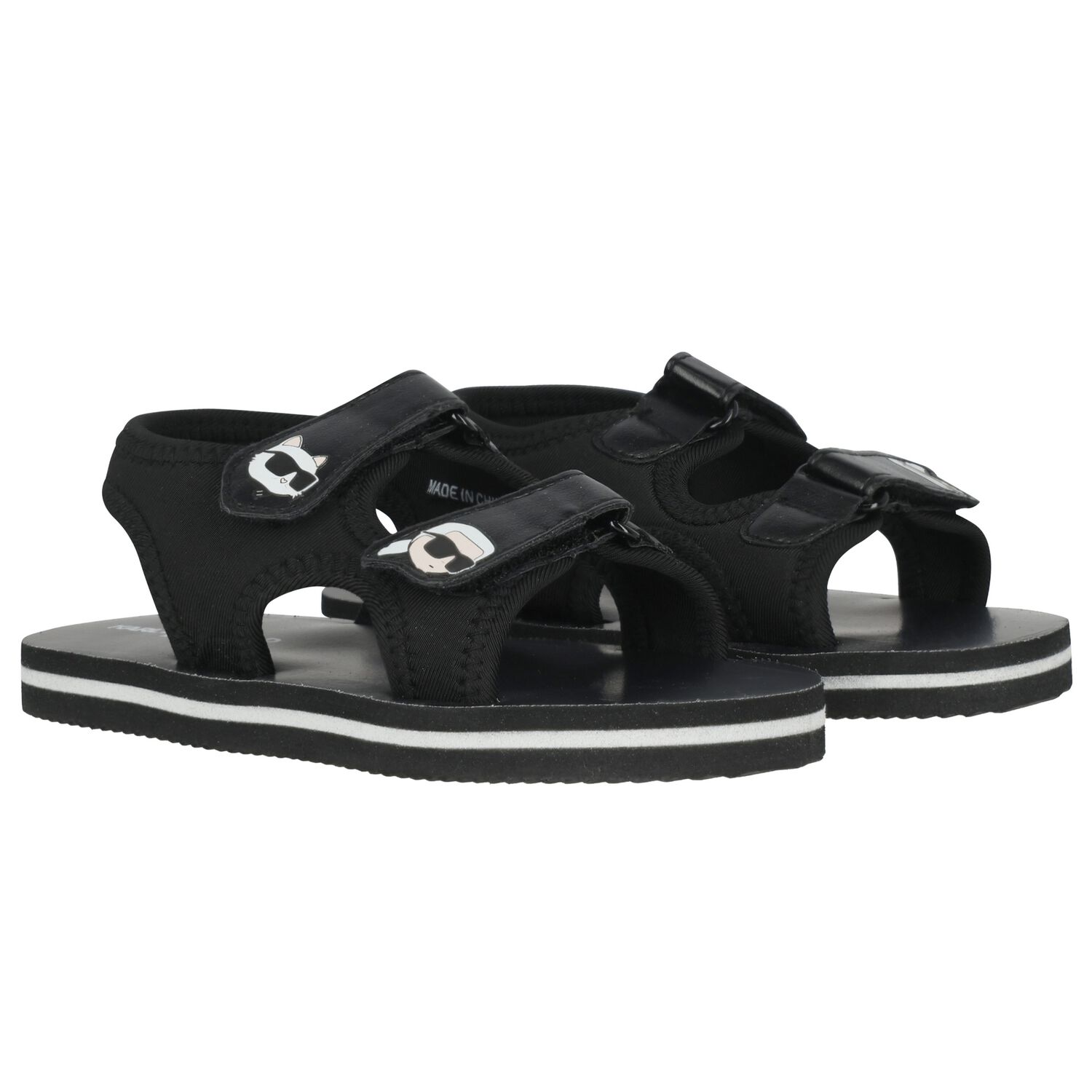 Boys Black Choupette & Karl Sandals, 1, hi-res