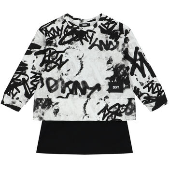 Girls White & Black Graffiti Logo Dress Set
