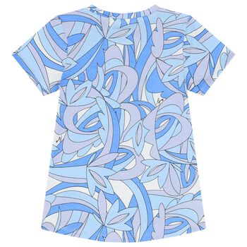 Girls Blue Abstract Logo T-Shirt