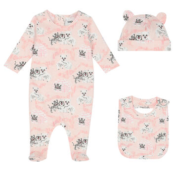 Baby Girls Pink Logo Babygrow Set