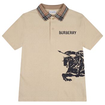 Boys Beige EKD Logo Polo Shirt